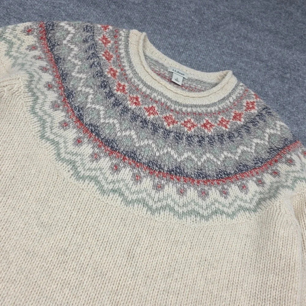LL Bean Fair Isle Wool Sweater Women's Small Knit Multi Color - Picture 2 of 11